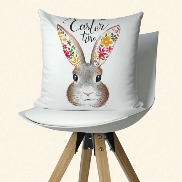 Easter Time Bunny Floral Pillow Cover - Picture 2 of 5